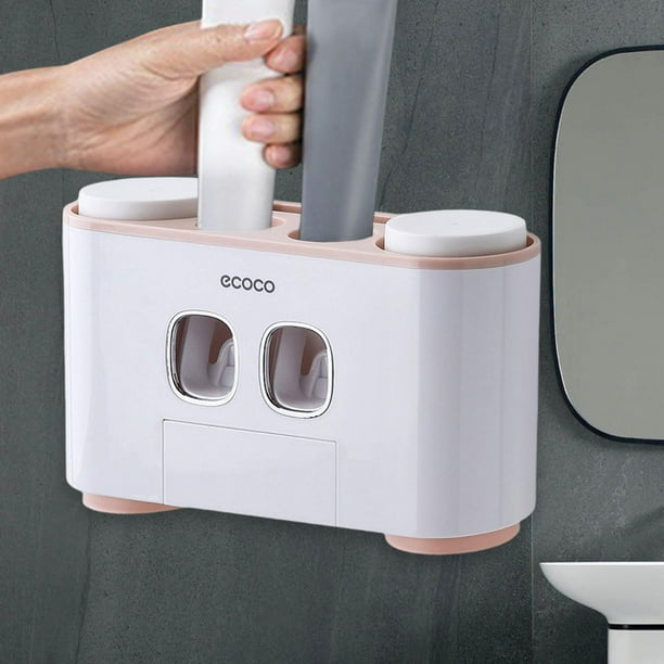 Accesorios de baño de plástico con 4 tazas y magnéticos en la pared Porta  Cepillo dispensador automático de la pasta de dientes exprimidor - China La  pasta de dientes exprimidor dispensador y