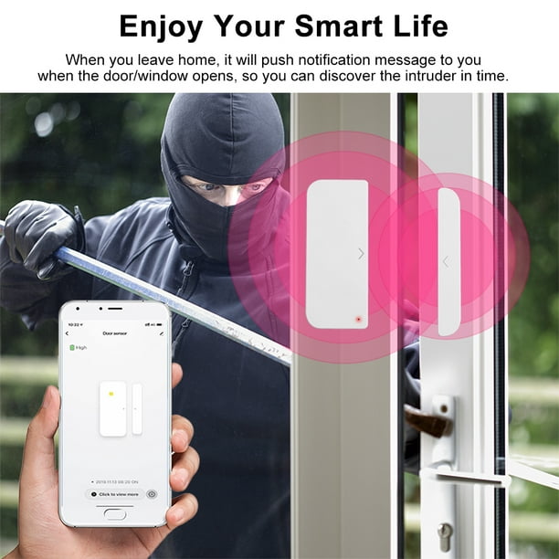 Sensor de puerta,WiFi Timbre Ventana Sensor Smart Home Tuya SmartLife App  Control Tomshoo Sensor de puerta