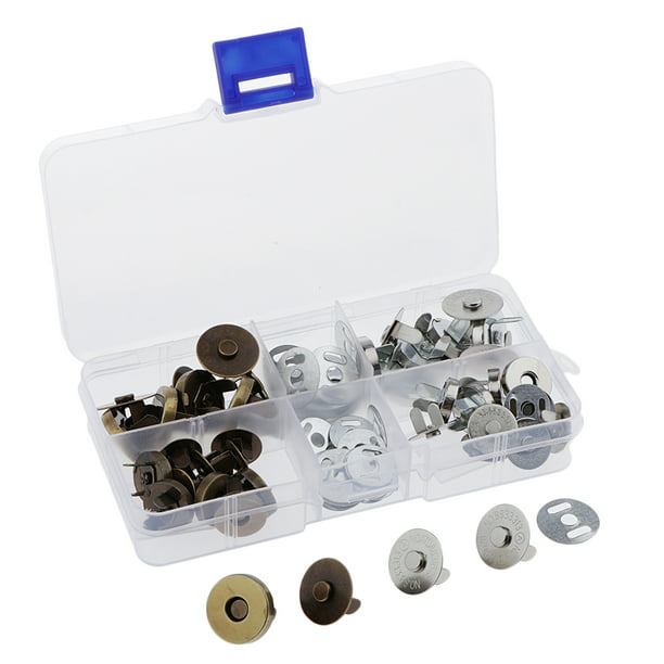 La Casa del Artesano-Botones broches magneticos a presion metalicos de  14mms color Platino x20 sets