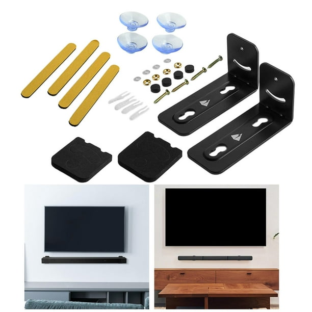 Kit de montaje de barra de sonido Soporte de montaje Metal universal  Durable debajo de TV Antideslizante para mayoría de s barras de Sunnimix  soporte de pared para barra de sonido