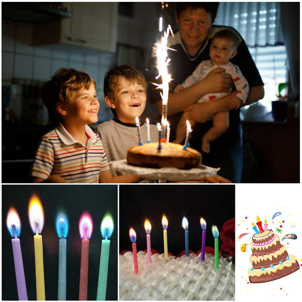 Velas de cumpleaños - 6 velas para cupcakes con portavelas