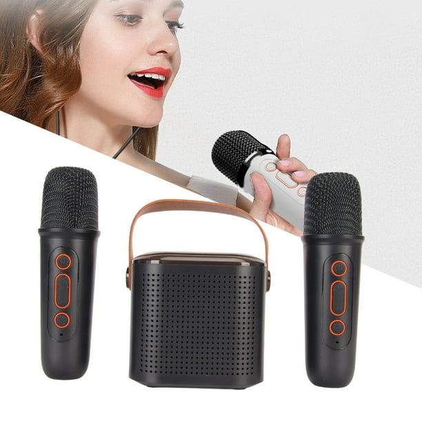Máquina de Karaoke con 2 Micrófonos Inalámbricos Altavoz Retro Portátil  Luces de Fiesta RGB Estéreo ANGGREK