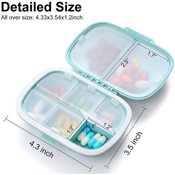 Organizador de medicamentos portátil grande, pastillero con 8  compartimentos herméticos, dispensador de píldoras interior desmontable  para viajes