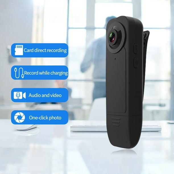  Mini cámara corporal 1080P portátil de cuerpo pequeño con cámara  de bolsillo portátil con lente giratoria de 180°, LCD de 1.3 pulgadas,  visión nocturna para guardia de seguridad, aplicación de la