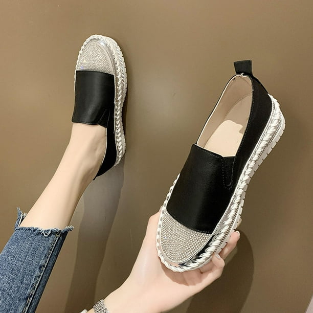 Zapatillas cordones a moda para mujer, zapatos informales planos con plataforma brillante y d nm10720 Walmart en línea