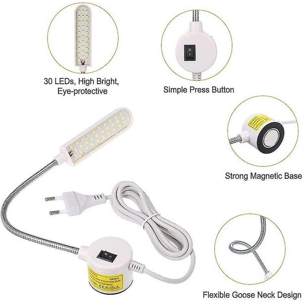 Comprar AC110-250V 6W 30LEDs lámpara de luz para máquina de coser Base fija  tubo Flexible diseño de cuello de ganso