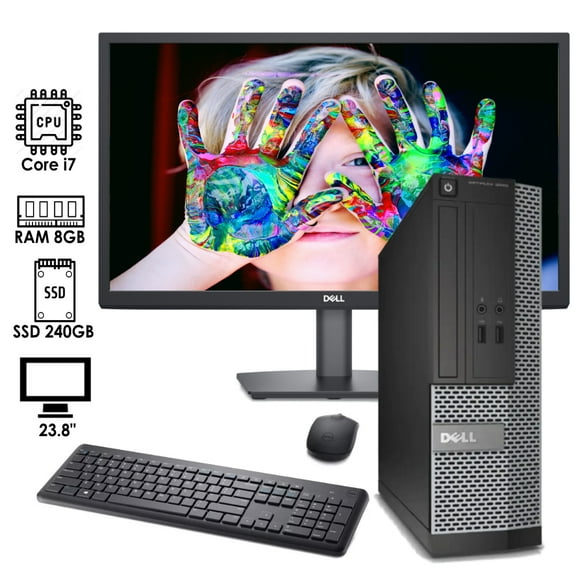 pc desktop dell optiplex intel core i7 ram 8gb ssd 240gb monitor 238