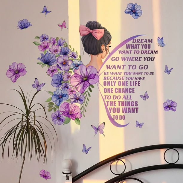 1 juego, mural de flores de mariposa, adhesivo de pared de PVC, adhesivo  para asiento de