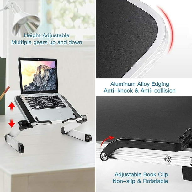 Soporte ajustable de aluminio para lectura de libros, soporte de lectura de  escritorio para portátil y tableta, múltiples alturas/ángulos
