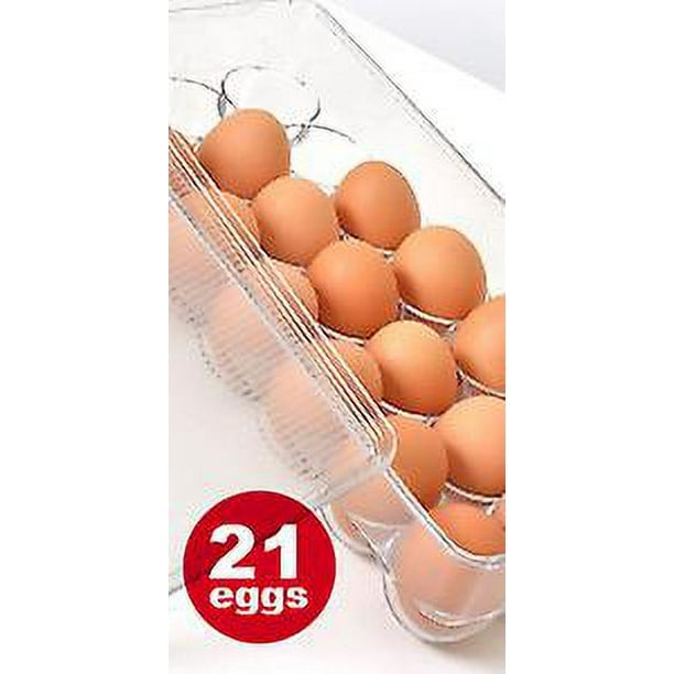Contenedor de huevos para refrigerador sin BPA, organizador de nevera,  soporte apilable para huevos para refrigerador, bandeja de 18 huevos,  transparente : : Hogar y Cocina