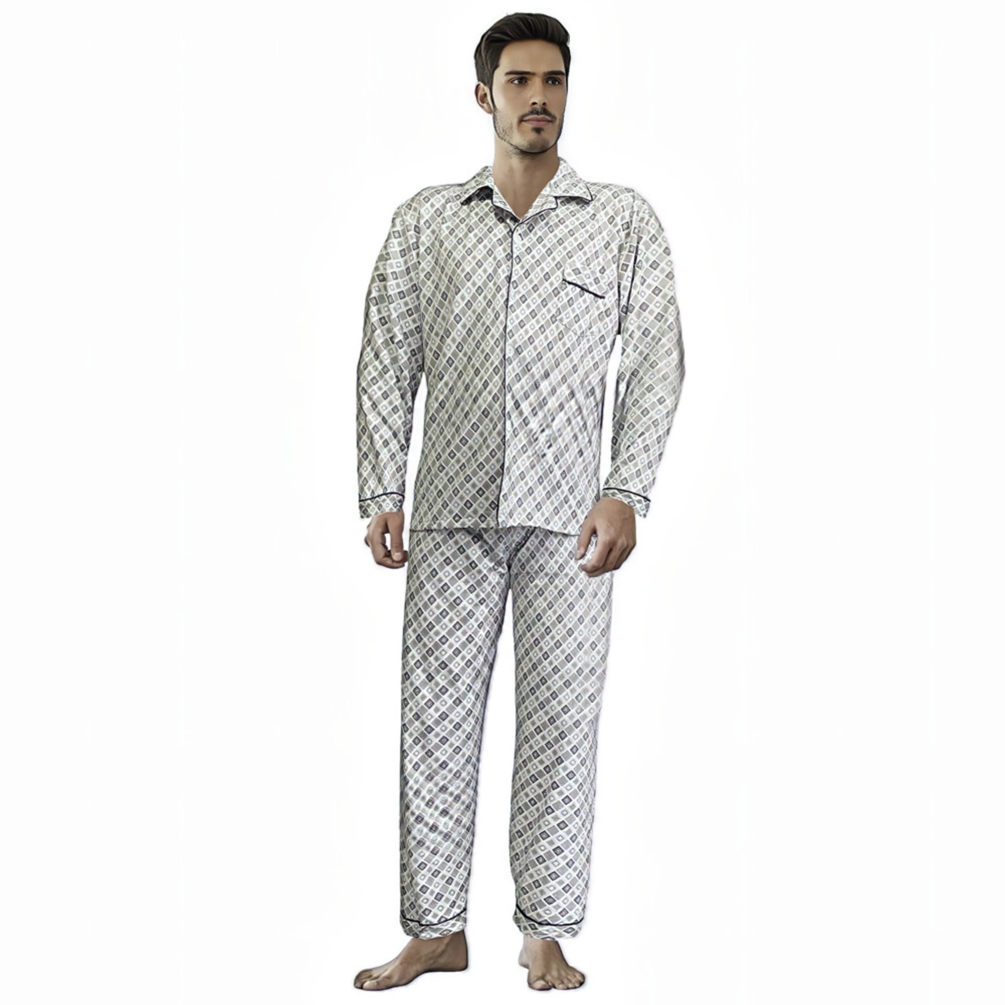 Pijama 2 Piezas Gris Botones Hombre