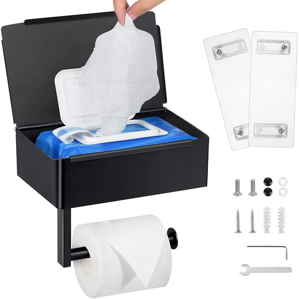 Gardlister - Soporte de papel higiénico para montaje en pared, divertido  organizador y almacenamiento de rollos de papel higiénico, negro mate