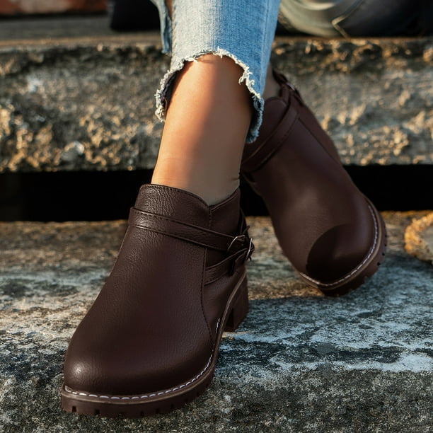 Botines De Mujer EleganteS BoTas ZapatOs de Tacón Bajo A La