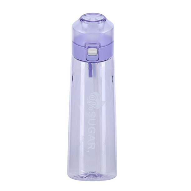 Botella de agua con sabor de 650 ml con pajita para beber más taza  reutilizable de agua (púrpura) Ehuebsd