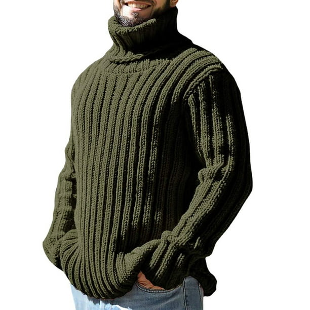 Gibobby Suéter hombre Suéteres gruesos de cuello alto de invierno