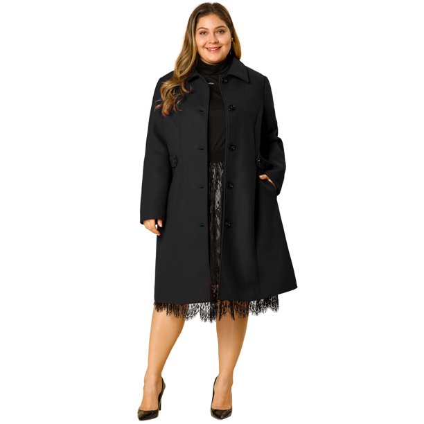 Abrigo negro best sale mujer talla grande