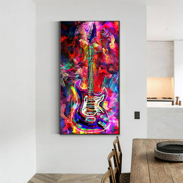 Cuadros Decorativos Guitarra abstracta pintura al óleo por números Kits DIY  lienzo pared arte cuadro hogar artesanía JShteea Nuevos Originales