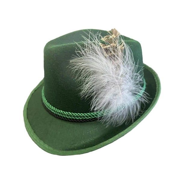 Sombrero Fedora para hombre, accesorio de disfraz clásico para Cosplay,  gorra de Jazz decorada con plumas para Estilo 2 Verde Yuyangstore Sombreros  Fedora para hombre