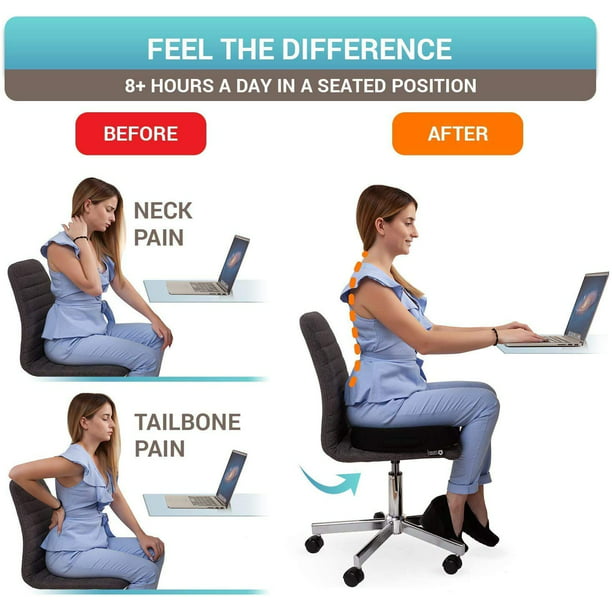 Seat Cushion Pillow for Office Chair Memory Foam Firm Coccyx Pad Tailbone,  Sciatica, Lower Back Pain Relief Contoured Posture Corrector for Car
