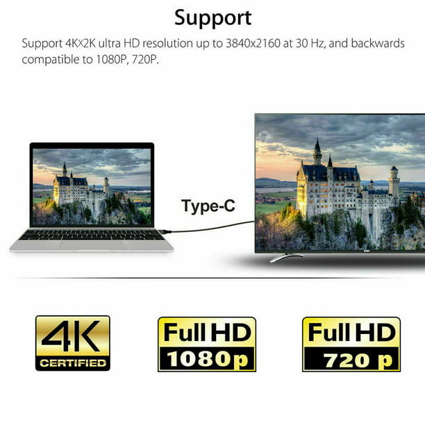 Ehuebsd Cable Convertidor de Extensión USB Tipo C a HDMI. Compatible con TV  Box 4K, Audio y Vídeo Para Teléfono Android a Proyector de TV