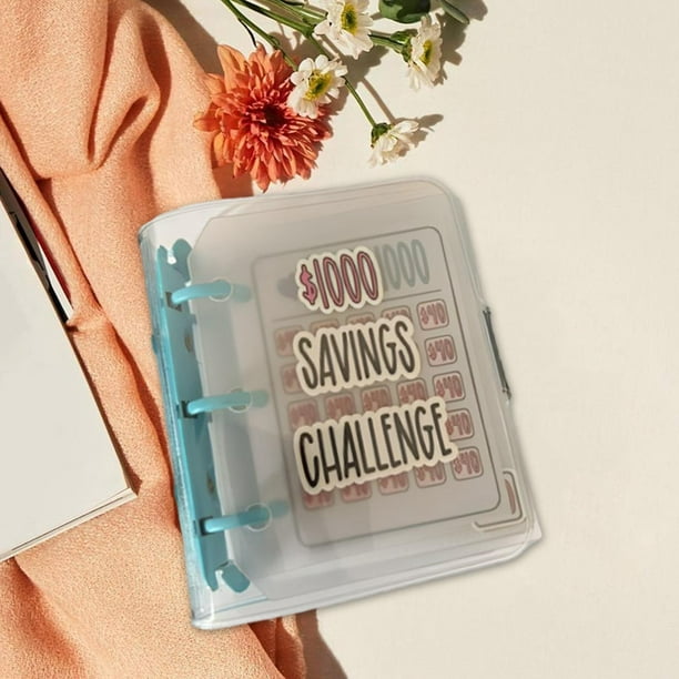 Carpeta de ahorro de 1000 desafíos, carpeta de ahorro de dinero, mini  carpeta de presupuesto con sobres para efectivo, manera fácil y divertida  de