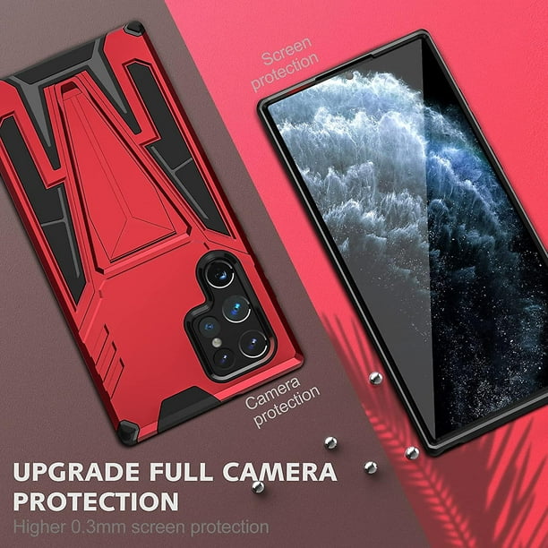 Funda para Samsung Galaxy S22 Ultra: funda protectora de doble capa  resistente para teléfono celular, a prueba de golpes, con protector de  pantalla