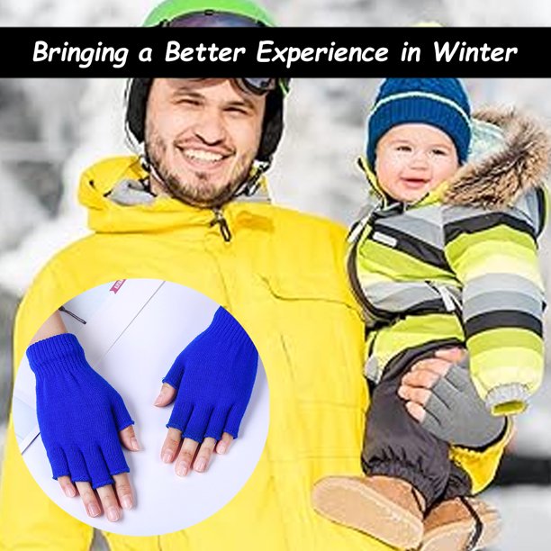 Guantes sin dedos para mujer, guantes de medio dedo de invierno, elásticos,  sin dedos, unisex