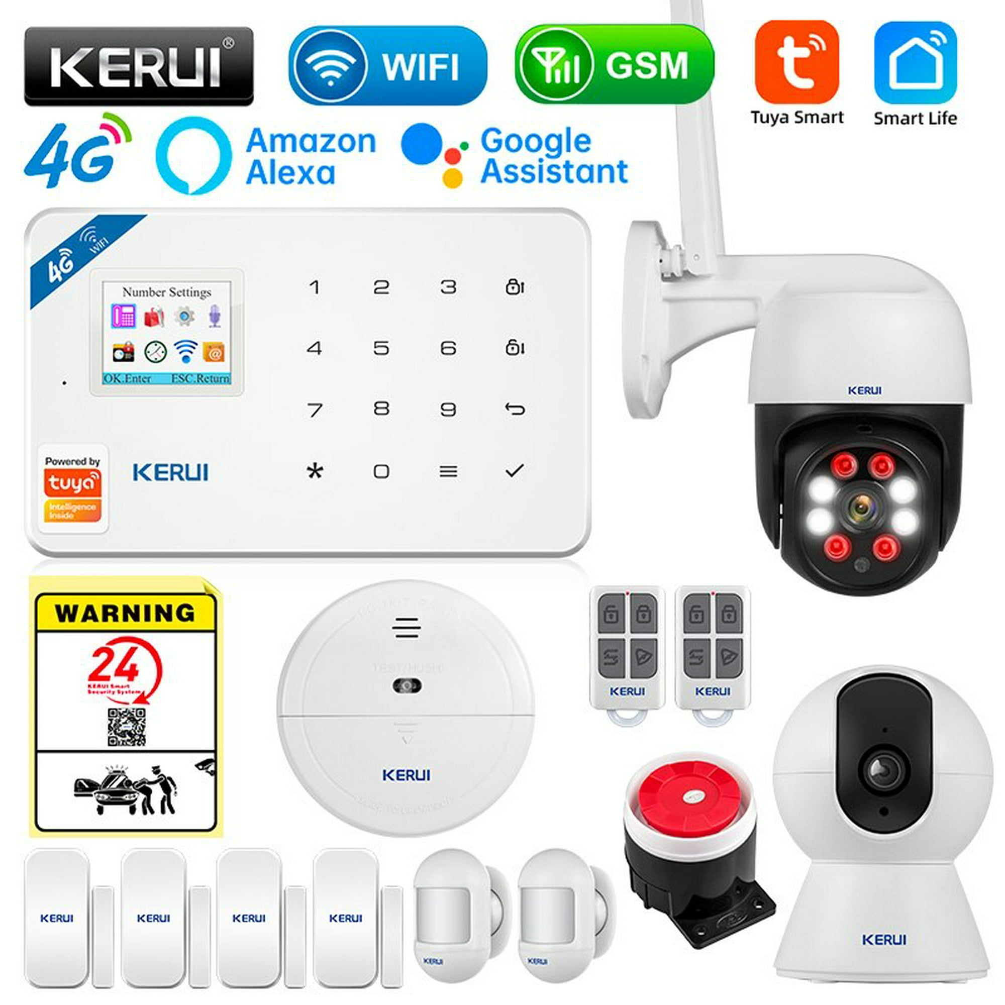Sistema de Alarma para Casa Security Alarm System Wireless WIFI GSM 4G  Alexa Goo