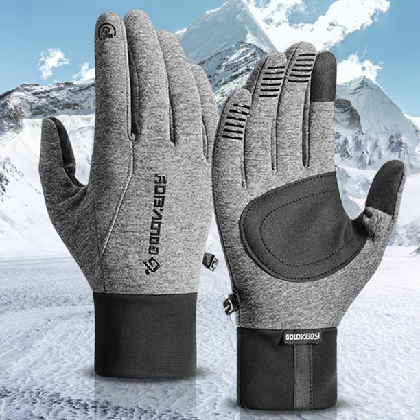 Guantes Para Correr En Clima Frío Guantes de invierno Bicicleta Warm  Mittens Fleece TouchScreen (Black Grey) Wdftyju