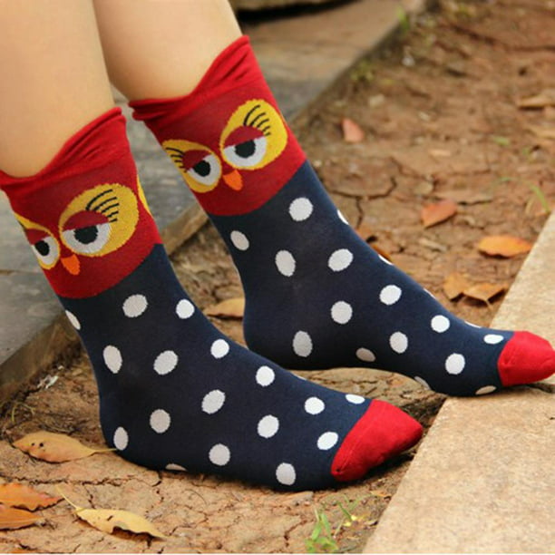 Calcetines pa mujer Lindo Búho Impreso Moda Casual Calcetines de suave rojo Calcetines de señora calcetines | en línea