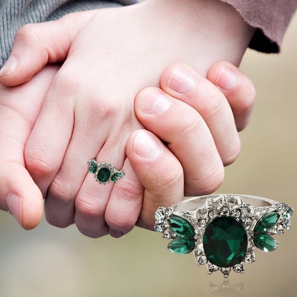 Anillos de boda ovalados de gota de agua de colores plateados a la