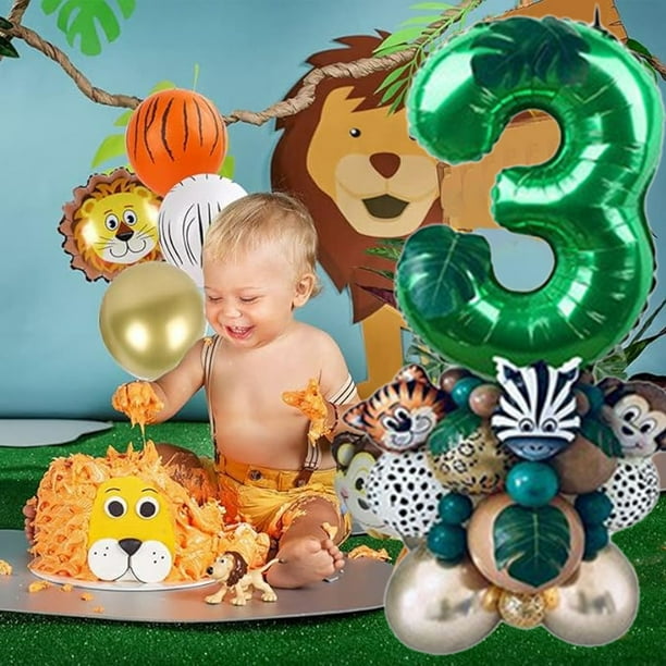 Juego de globos de animales de la selva, globos verdes de gran número para  tema de animales, decoración de fiesta de cumpleaños para niños, Baby  Shower
