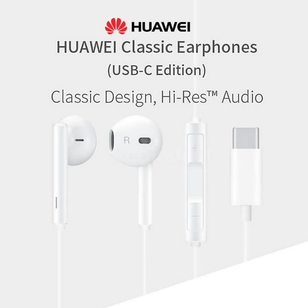 Auriculares HUAWEI CM33 USB C Auriculares con cable en la oreja con  micrófono / control de volumen Auriculares ligeros con cable tipo C para  trabajo / viajes / deportes Auriculares
