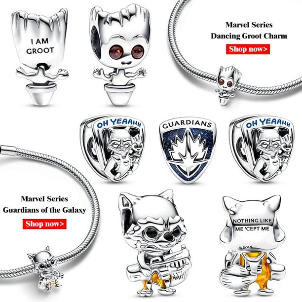 Marvel Guardians Of The Galaxy Charm Bead Fit Pandora 925 Original Bracelet 925  Silver Disney Tinkerbell Pendant Bead New in Hot Gao Jinjia LED