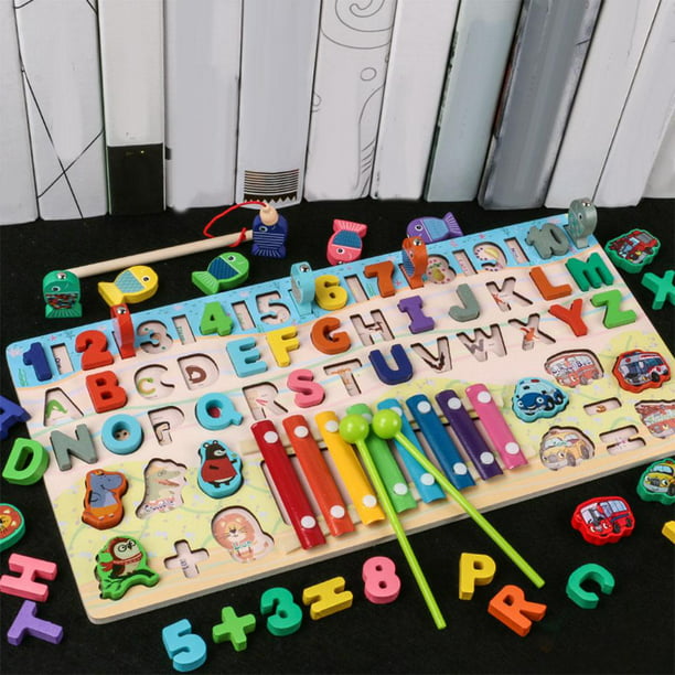 Juguetes Niños 3 4 5 Años Puzzles Infantiles de Madera 6 EN 1 Juegos de  Mesa, Juegos Educativos Creativo Juego de Pesca Regalos Navidad Cumpleaños