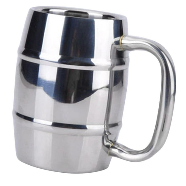 Tazas de doble pared de acero inoxidable: 100% libre de BPA, taza de café y  té de metal de 15 onzas - Tazas aisladas con asas mantienen las bebidas