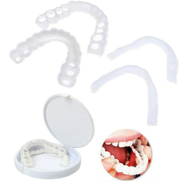 2 pares de dientes postizos recuperan dientes temporales de sonrisa segura  para hombres y mujeres