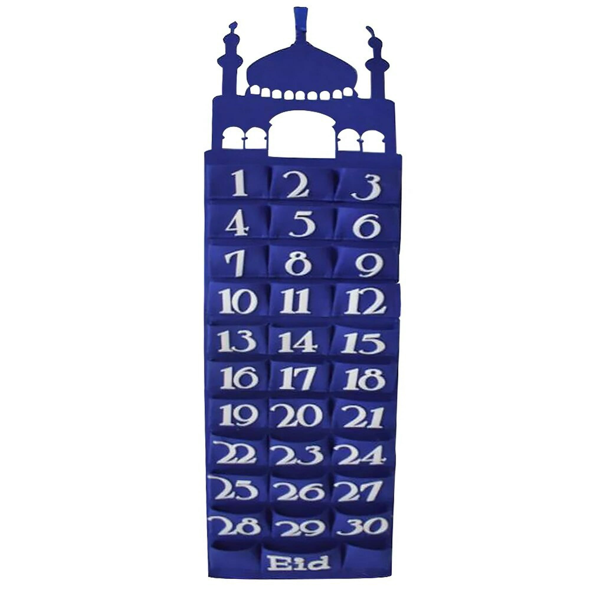 Calendario de ramadán de fieltro DIY Eid Mubarak con bolsillo para niños,  regalos, calendario de cuenta