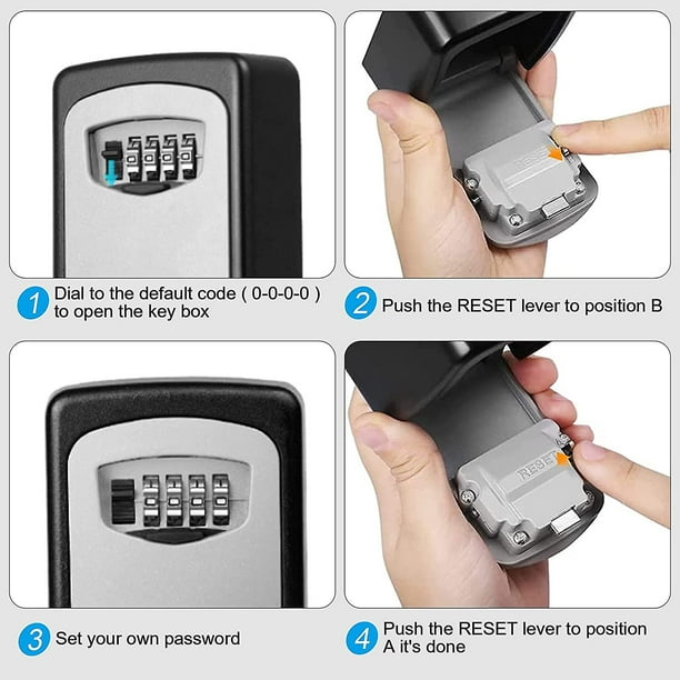 Caja de cerradura de llave, caja de seguridad portátil de combinación para  montar en la pared, caja de almacenamiento de llaves para llaves de casa
