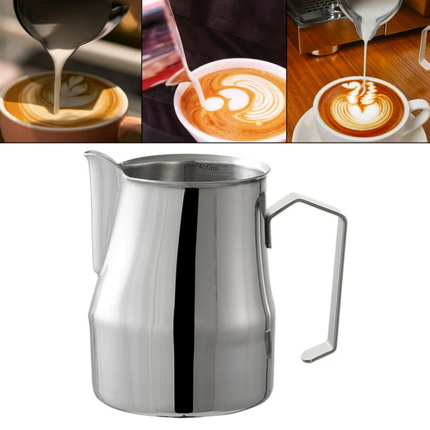 Jarras de acero inoxidable para leche, jarra artesanal de moda para espumar  café