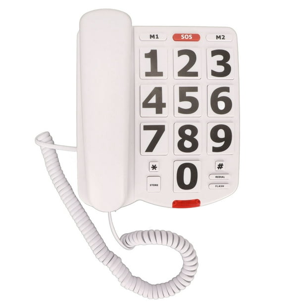 Teléfono con botones grandes teléfono fijo para personas mayores gran  volumen ajustable remarcación del último número usable para personas mayores