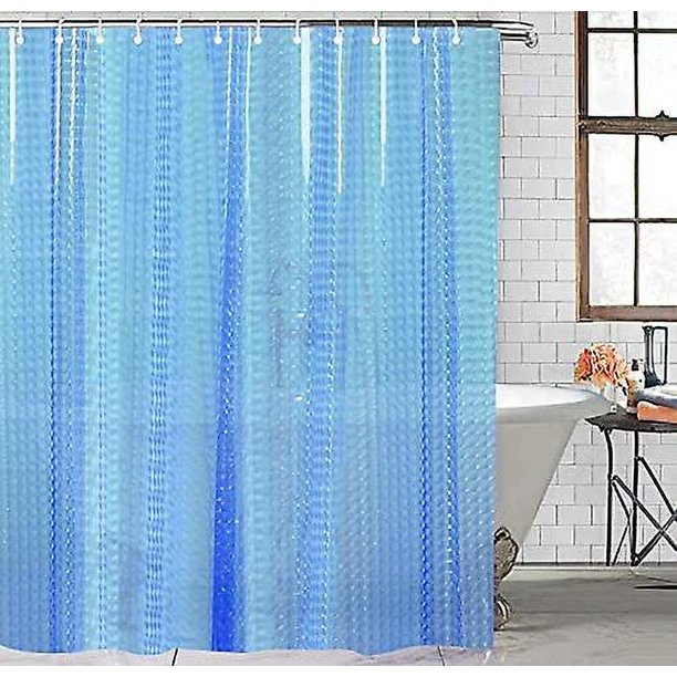 Cortina De Ducha De Eva Azul De 71x71 Pulgadas, Forro De Cortinas De Ducha  De Baño Transparentes 3D, Forro De Ducha De Eva Transparente para Cabina De  Ducha con Ganchos Ylyzmn1 YONGSHENG