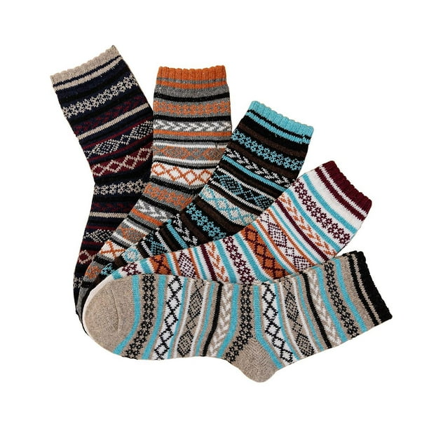 Heatuff Calcetines térmicos de lana cálidos para hombre,  calcetines gruesos para invierno, para clima frío, 5 pares, 5  pares-Multicolor 2 : Heatuff: Ropa, Zapatos y Joyería