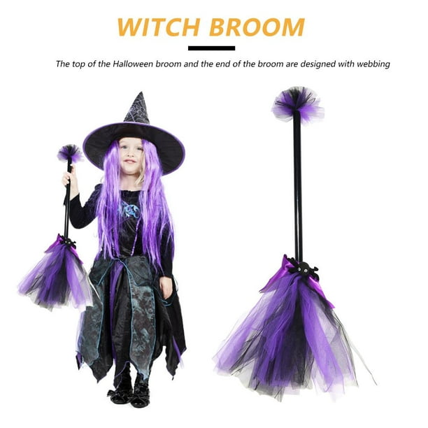 Escoba de bruja de Halloween Escoba de bruja de plástico Escoba de color  para niños (Púrpura) Wdftyju Para estrenar