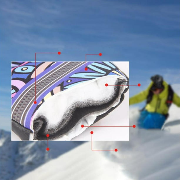 Guantes de esquí impermeables Guantes de nieve cálidos de invierno Guantes  de poliéster de alta transpirabilidad para esquí, snowboard, deportes al
