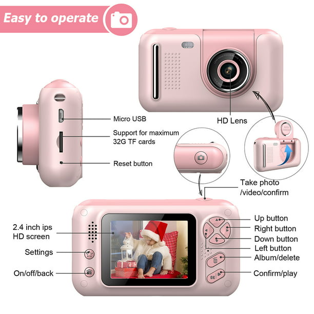 Camara Fotos Infantil, 40MP 2.4 Pulgadas 1080P HD Selfie Kids Camera,  Pantalla IPS HD Camara Niños