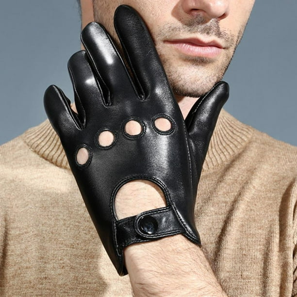 Guantes de conducción de cuero real negro retro para hombre Guantes de  motocicleta táctiles SG Hugo guantes de conducción de invierno para hombres