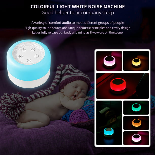 Máquina de sonido blanca portátil Chupete de bebé Luz nocturna ajustable  con 12 sonidos relajantes Eccomum Máquina de sonido blanco