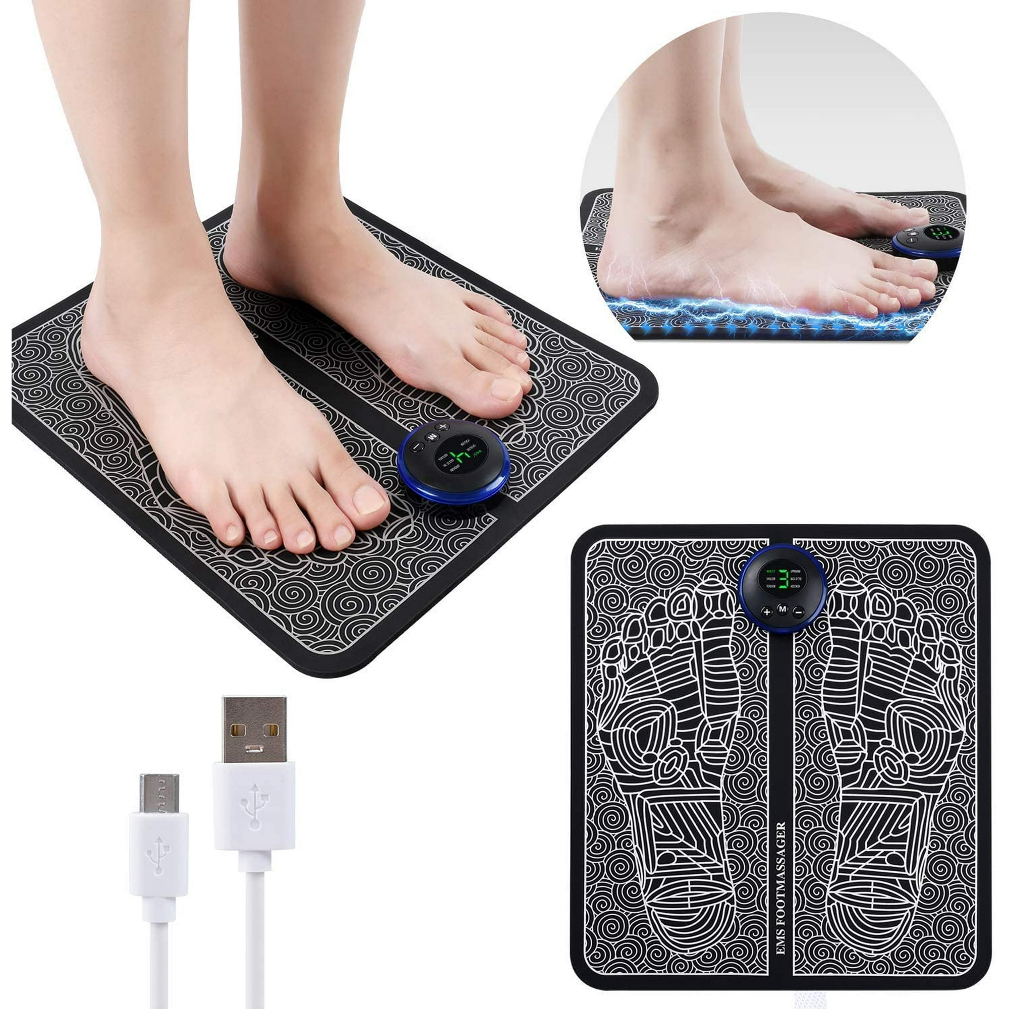 Masajeador de pies eléctrico, masajeador de pies USB EMS, estimulador  muscular de circulación de pies para hombres y mujeres, relaja los músculos  rígidos, 6 modos, 6 niveles de intensidad (carga USB) Vhermosa
