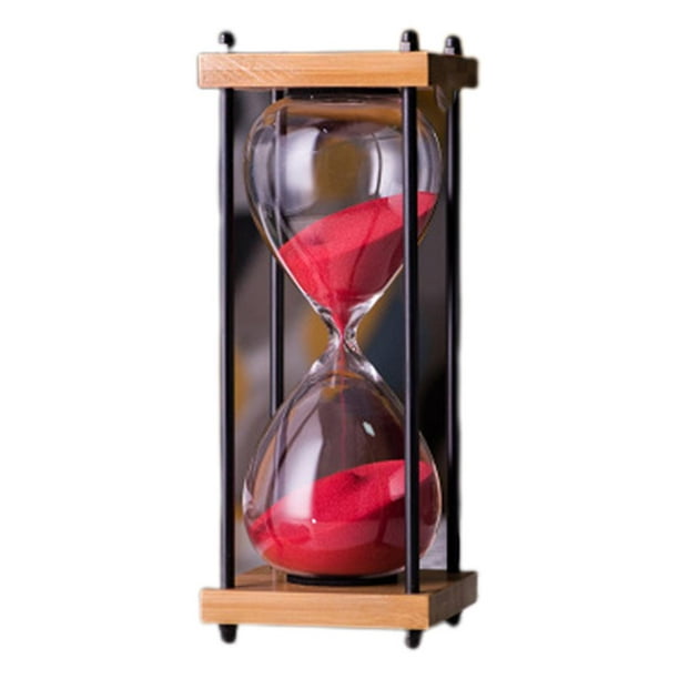 Red Temporizador de reloj de arena grande Vintage creativo de 30 minutos  con soporte de madera, reloj de arena de cristal para administrador del  tiempo, niños